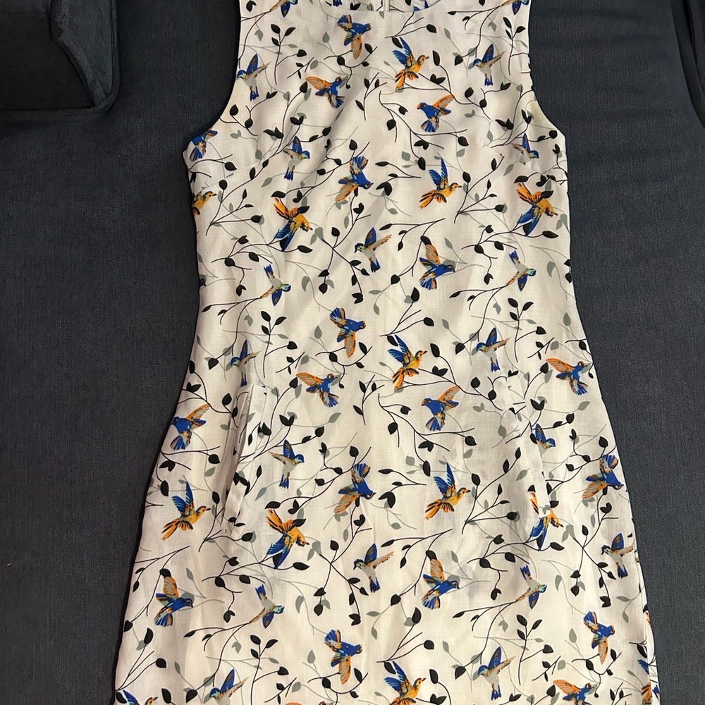 Sleeveless Dress - Cream with Blue and Orange Accents